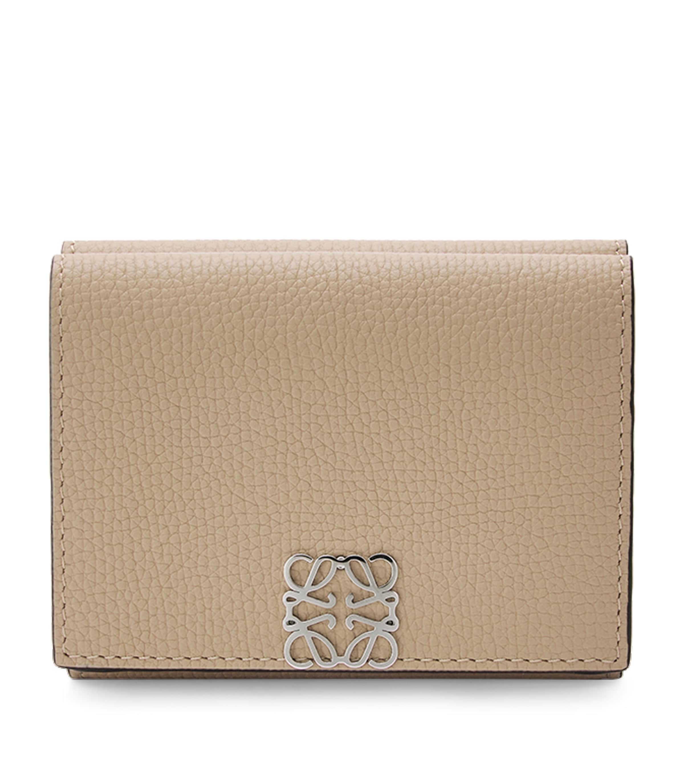 LOEWE Beige Leather Anagram Trifold Wallet