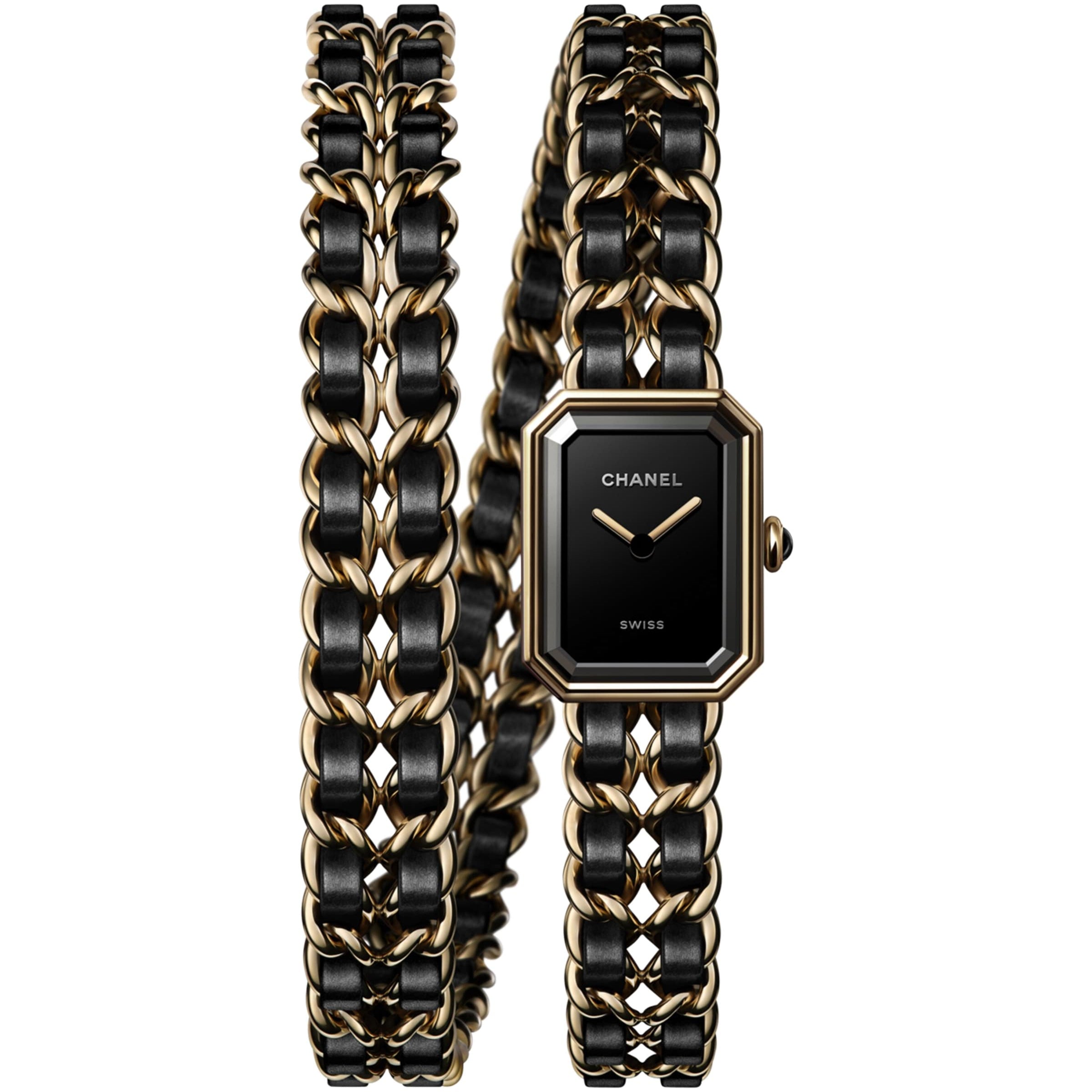CHANEL Yellow Gold-Plated Première Iconic Chain Double Row Watch 19.7mm