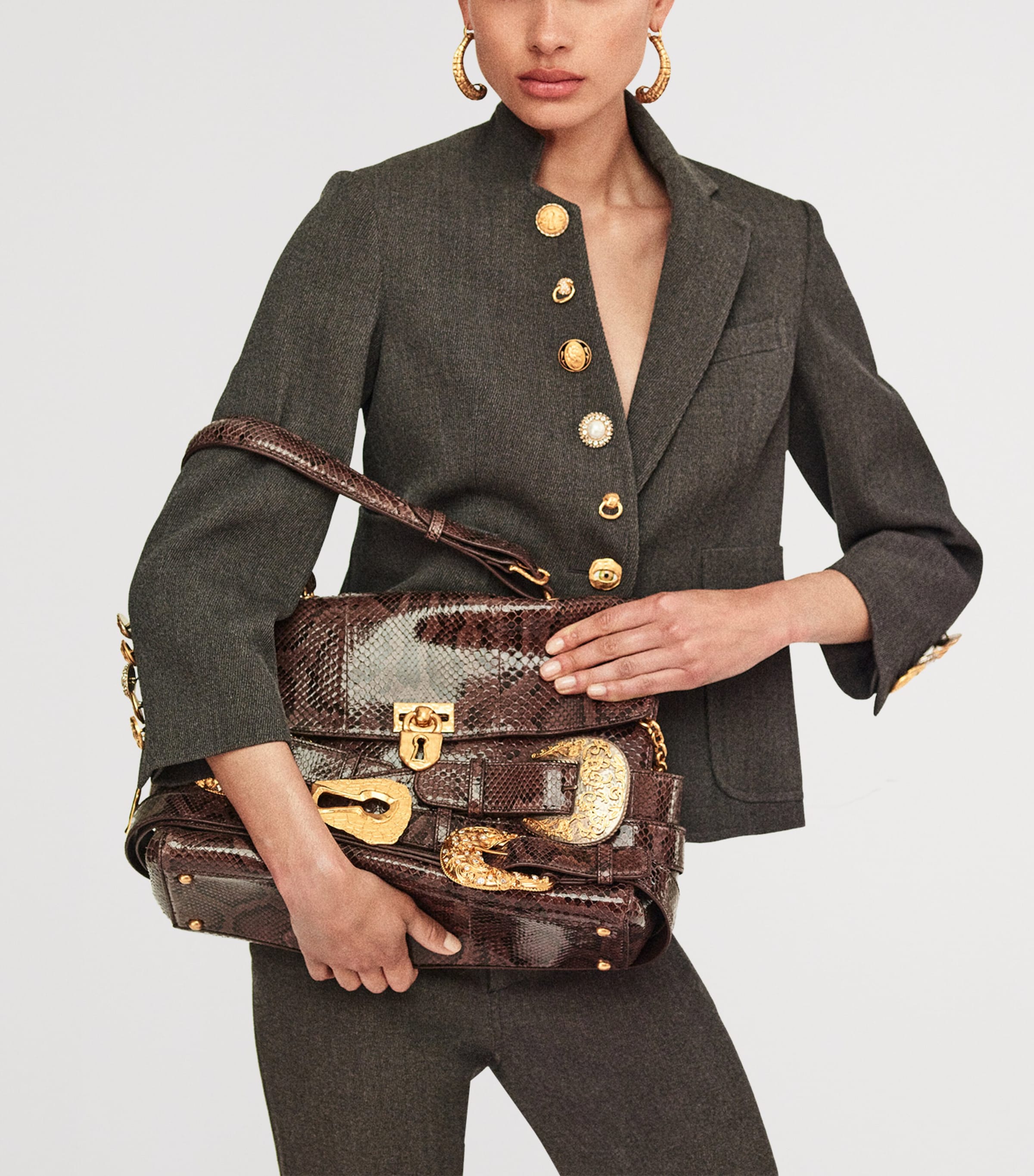 Schiaparelli Python Skin Belts Soft Secret Shoulder Bag