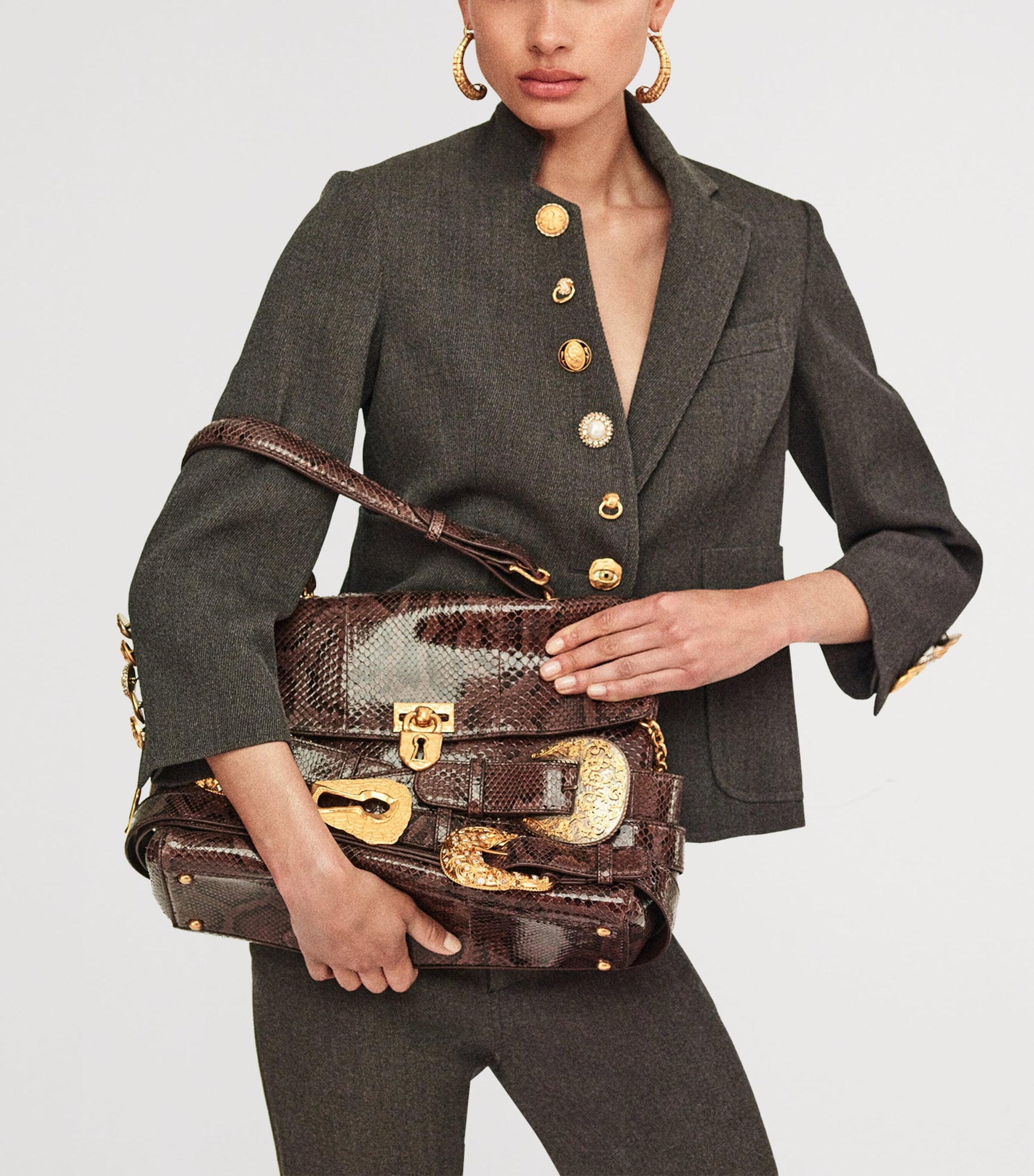 Schiaparelli Python Skin Belts Soft Secret Shoulder Bag