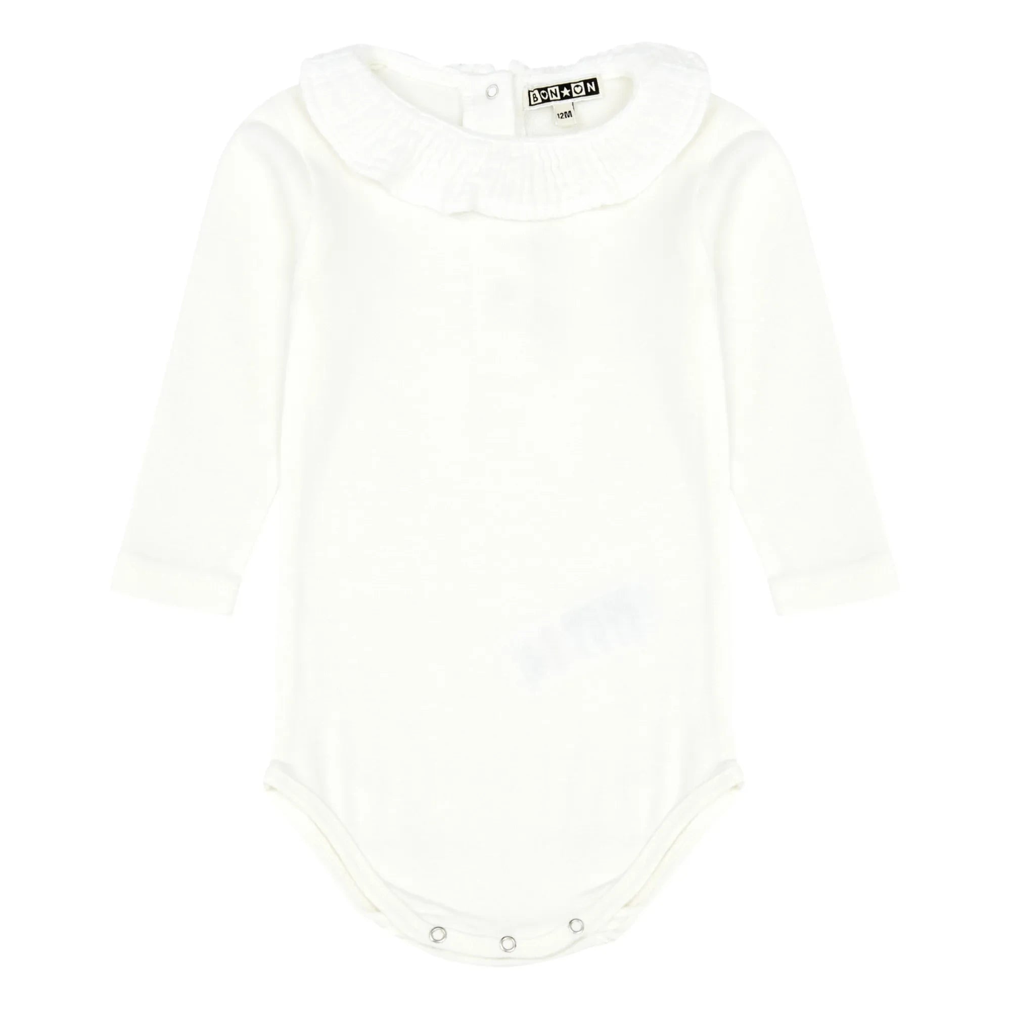 Bonton - Mail Organic Cotton Collar Babygrow | Ecru