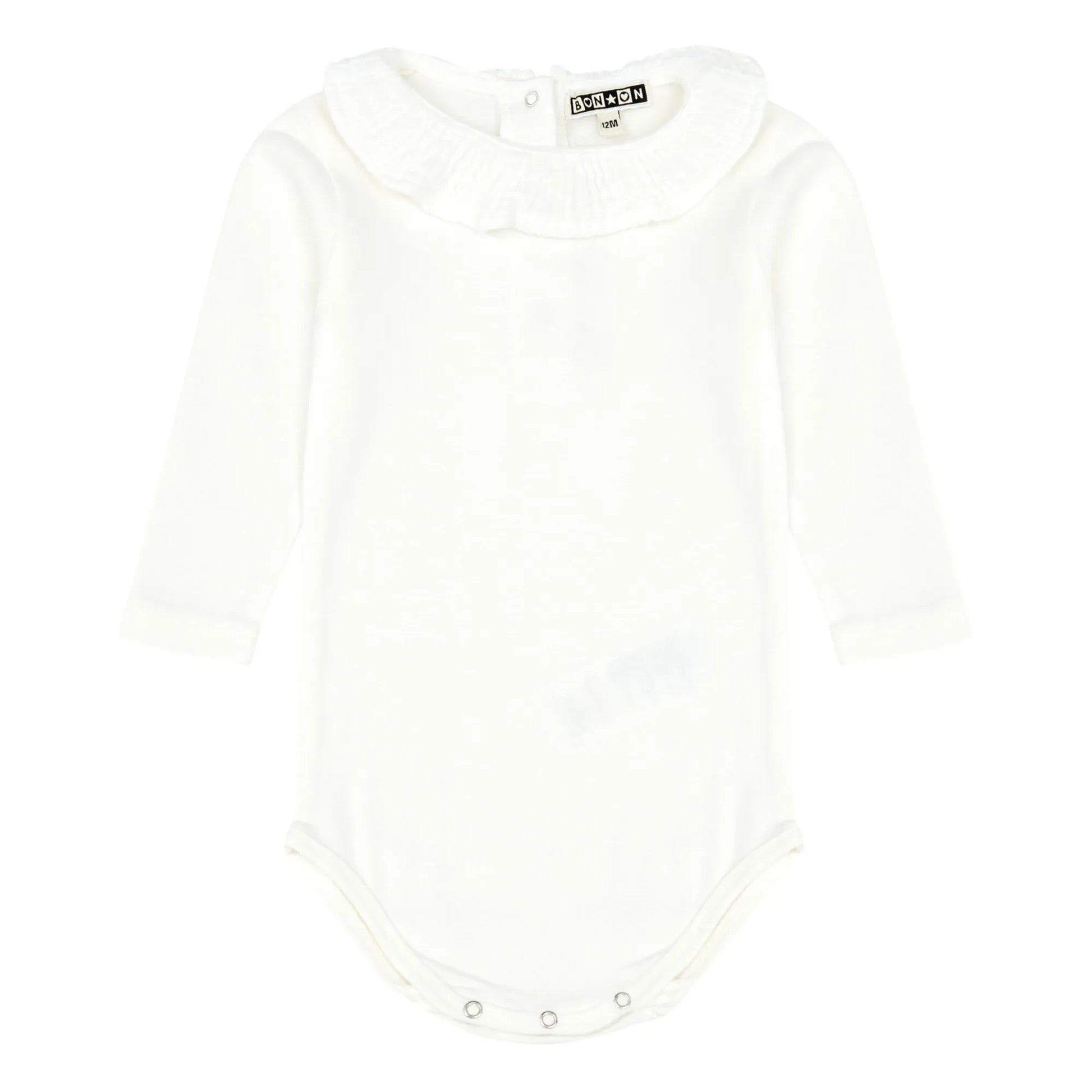 Bonton - Mail Organic Cotton Collar Babygrow | Ecru