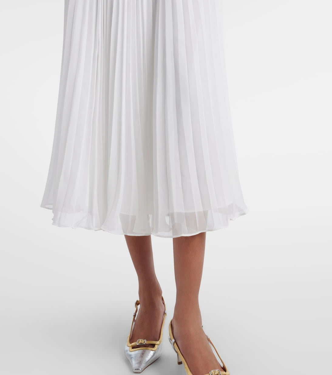 Self-Portrait - Belted plissé chiffon maxi dress