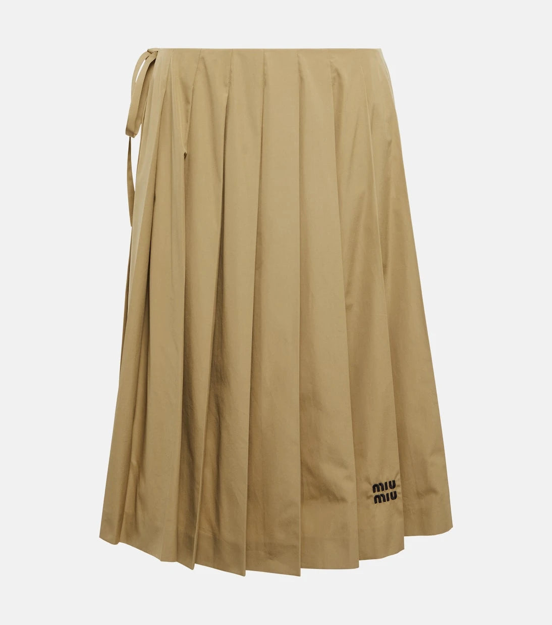 Miu Miu - Embroidered pleated cotton midi skirt