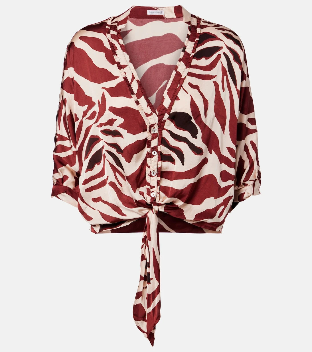 Poupette St Barth - Azia printed tie-detail satin blouse