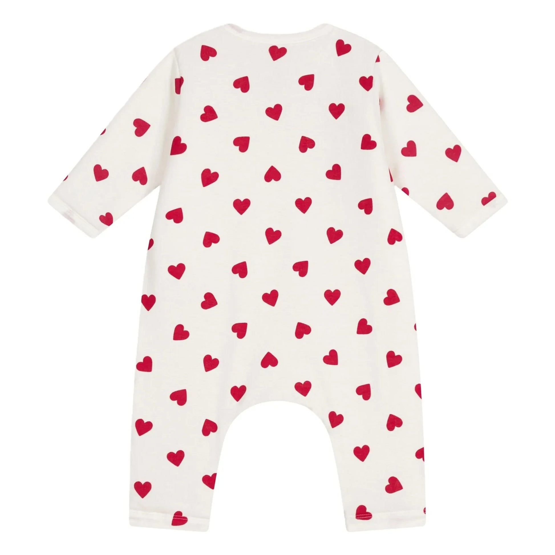 Petit Bateau - Cotton Wadded Hearts Jumpsuit | White