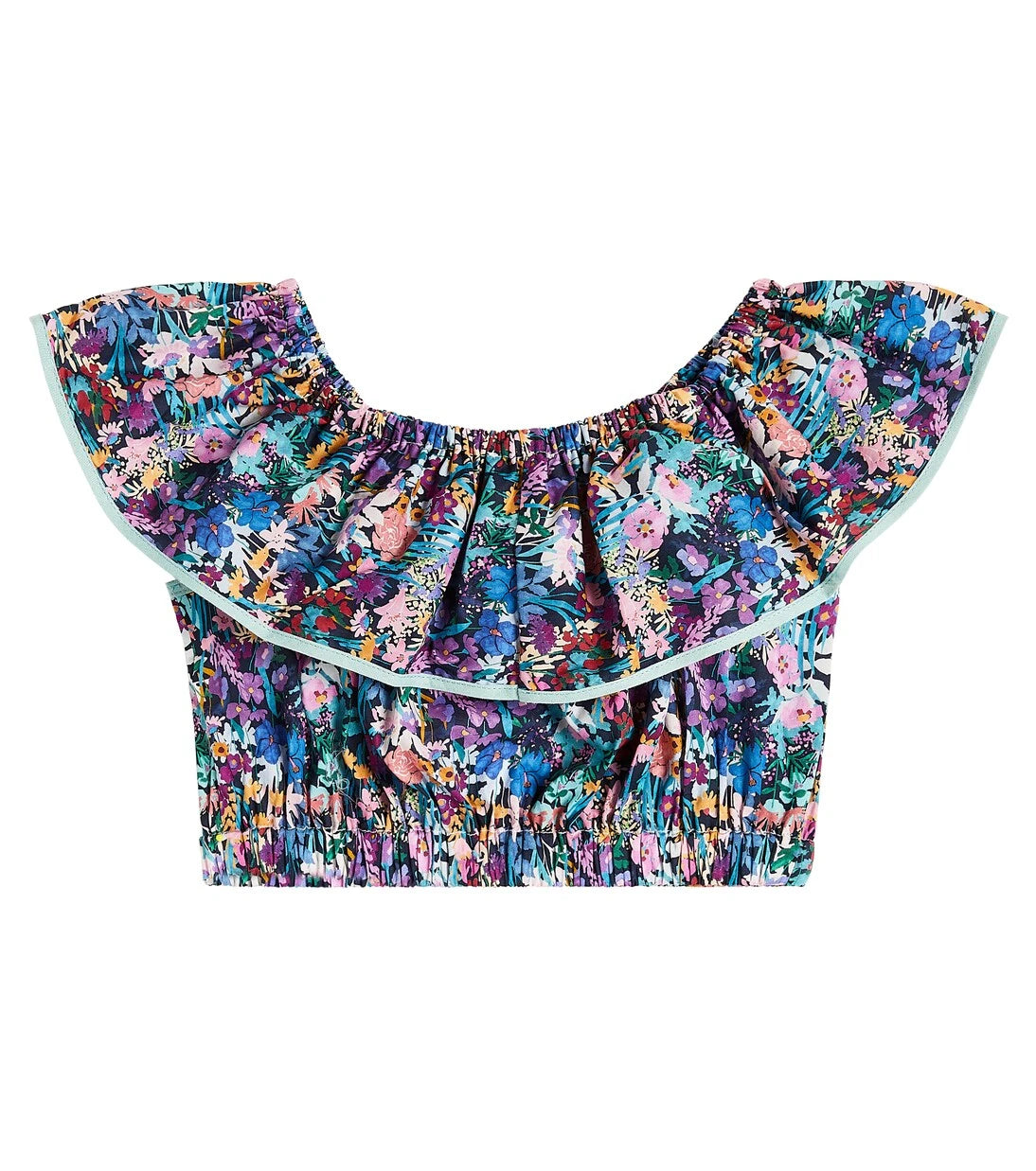 Paade Mode - Ruffled floral cotton crop top