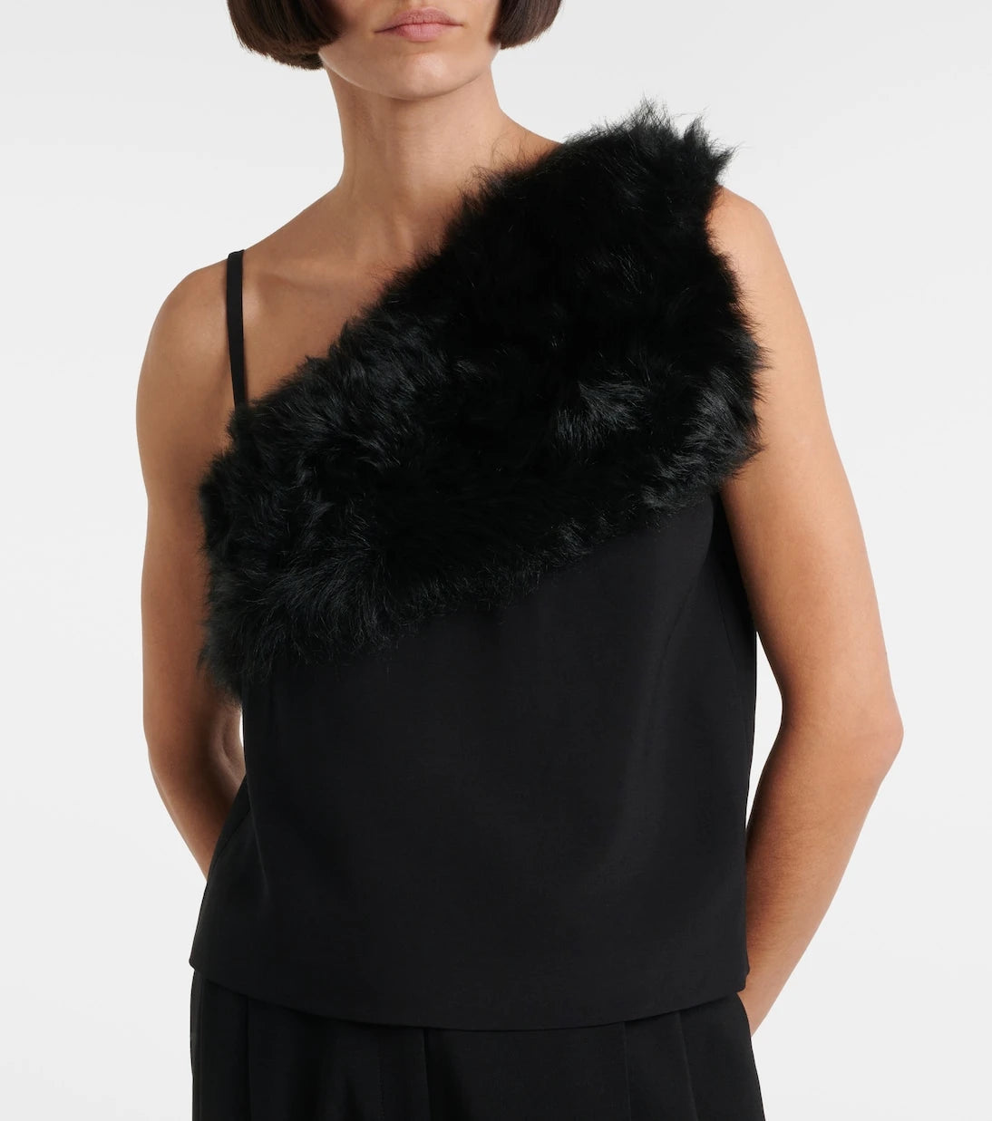 Toteme - One-shoulder shearling-trimmed top