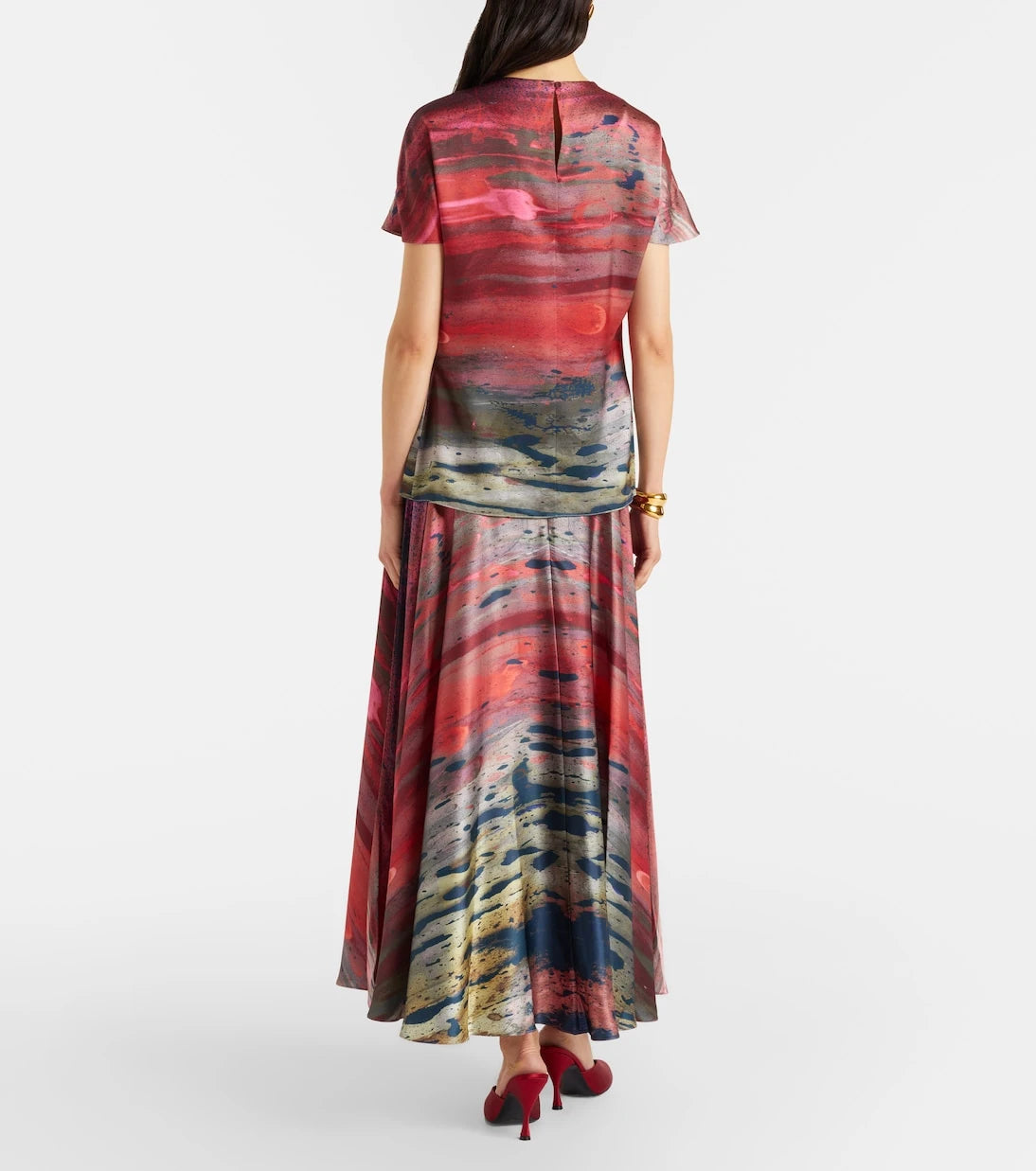 Roksanda - Printed silk satin maxi skirt