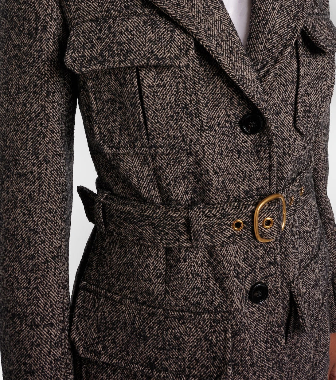 Chloé - Belted herringbone wool-blend coat
