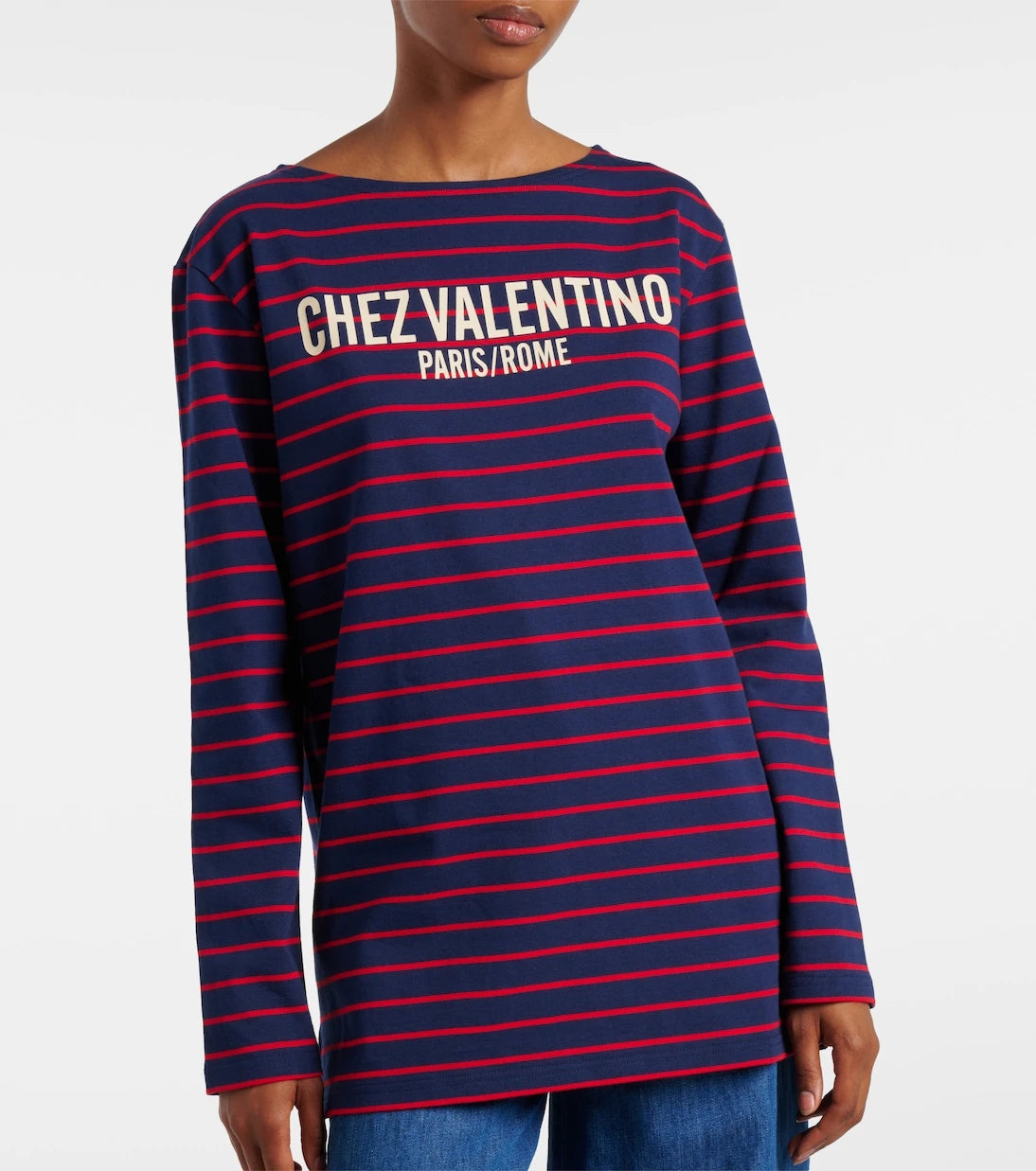 Valentino - Chez Valentino striped cotton jersey top