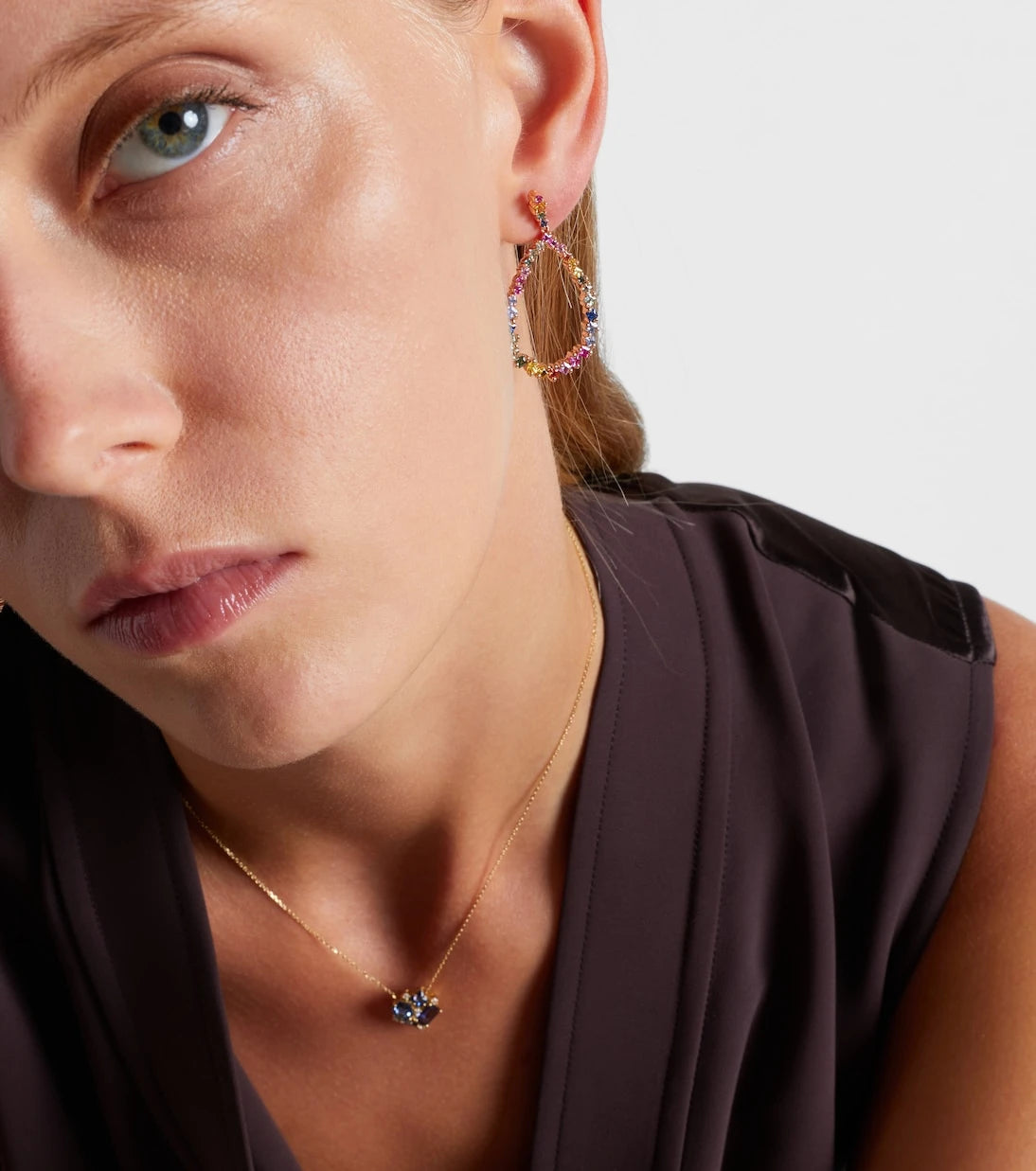 Suzanne Kalan - 18kt rose gold drop earrings with sapphires