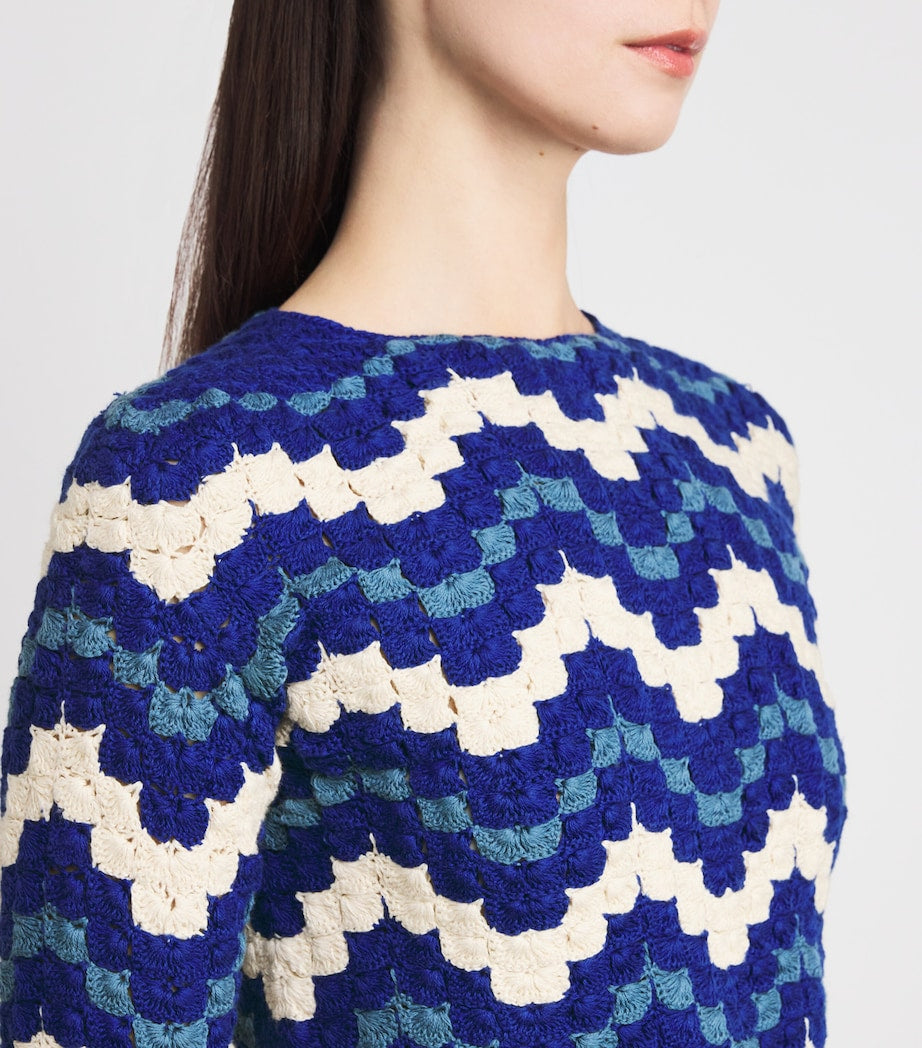 ESCVDO Blue Crochet Safi Crop Top