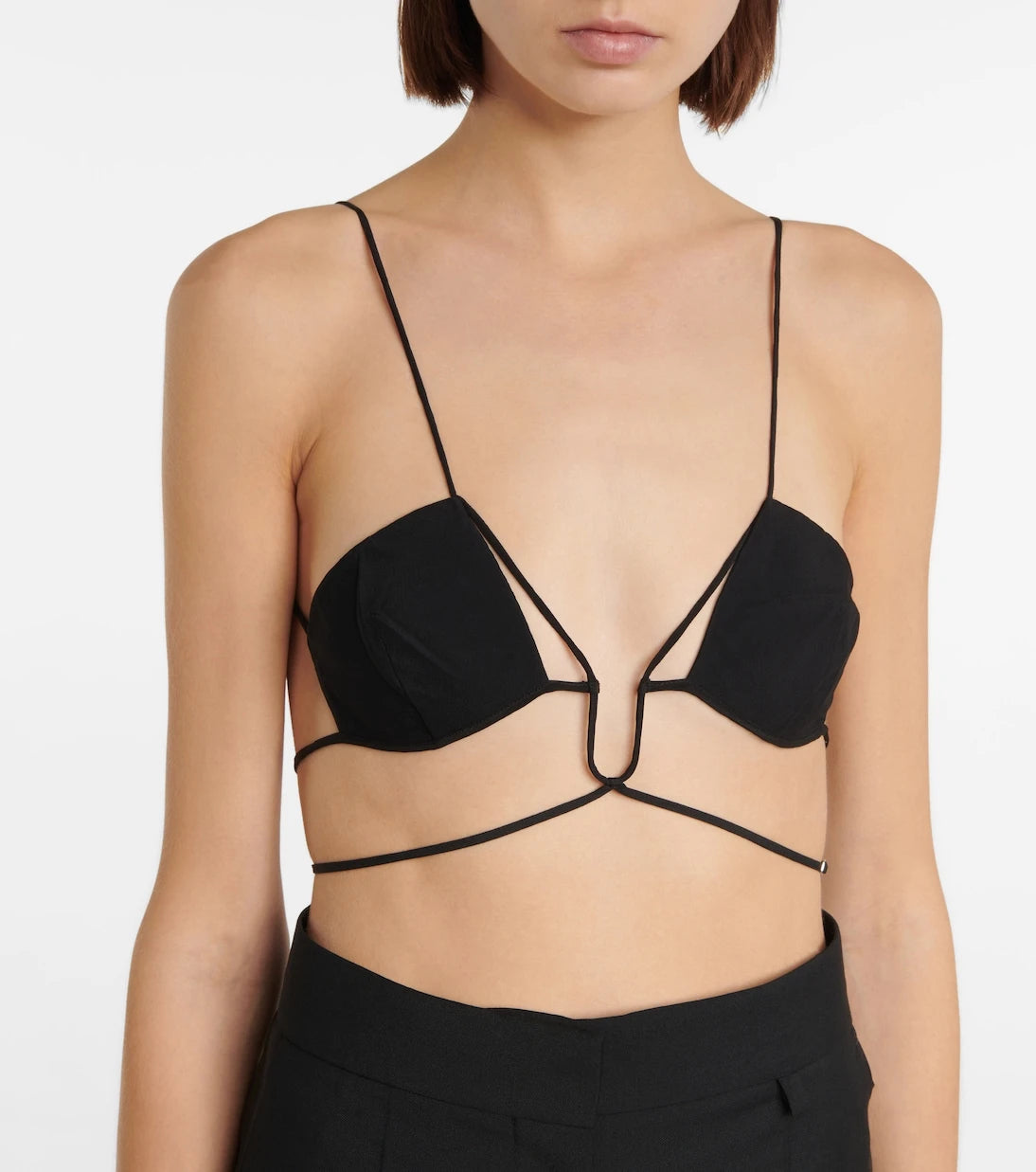 Nensi Dojaka - Tie-trimmed gabardine bra