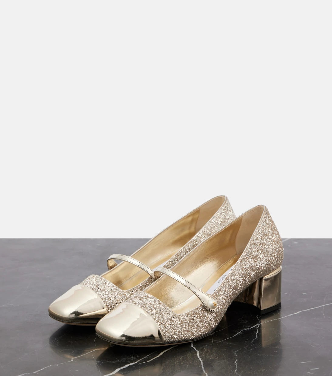 Jimmy Choo - Elisa 45 glitter and leather pumps