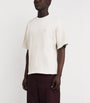 White Stretch-Cotton Ribbed Logo Oversized T-Shirt