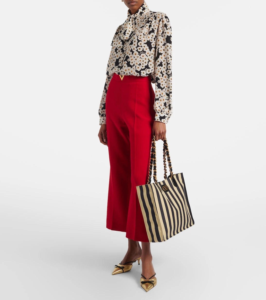 Valentino Garavani - Laseine Large striped tote bag
