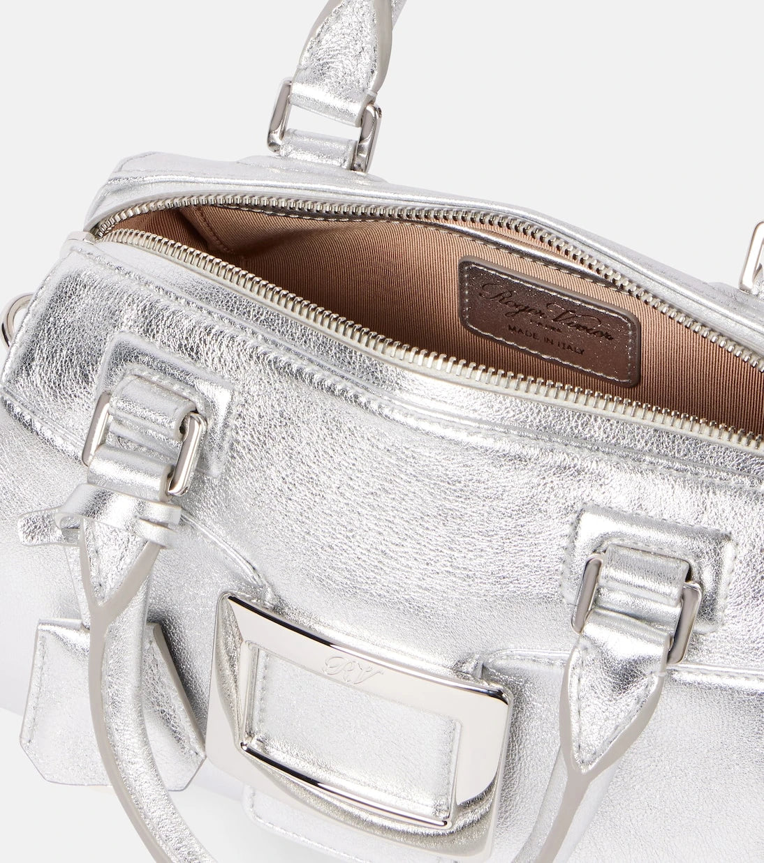 Roger Vivier - Belle Vivier Mini metallic leather tote bag