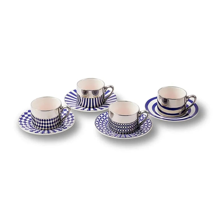 4 kişilik espresso fincanı ve tabak takımı POLSPOTTEN Aunty 90 ml