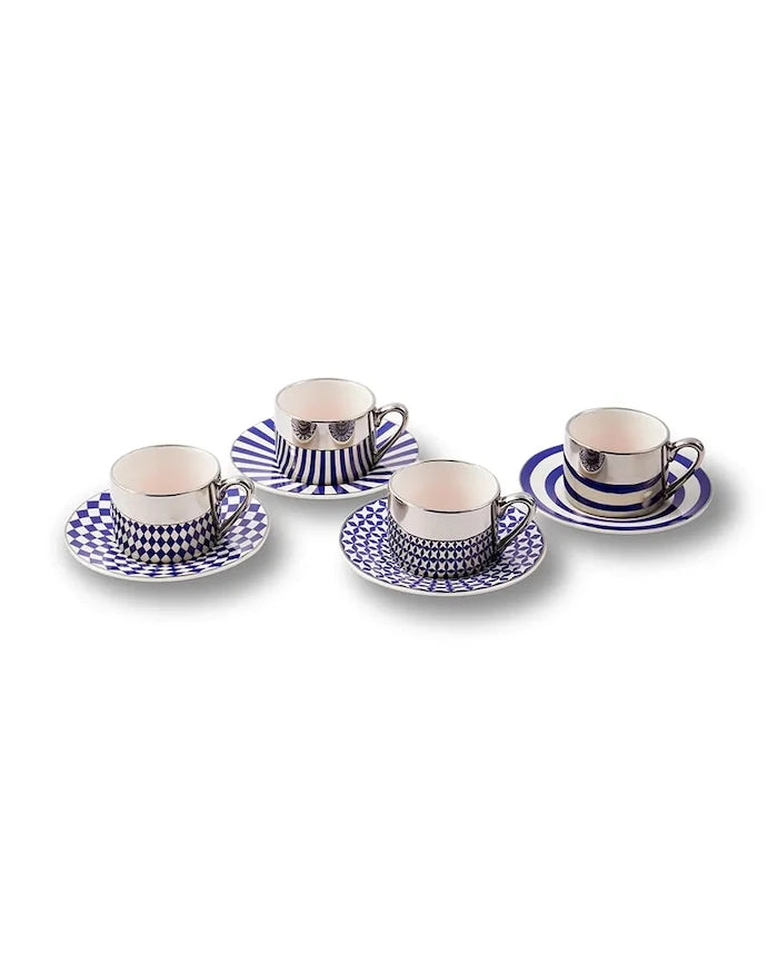 4 kişilik espresso fincanı ve tabak takımı POLSPOTTEN Aunty 90 ml