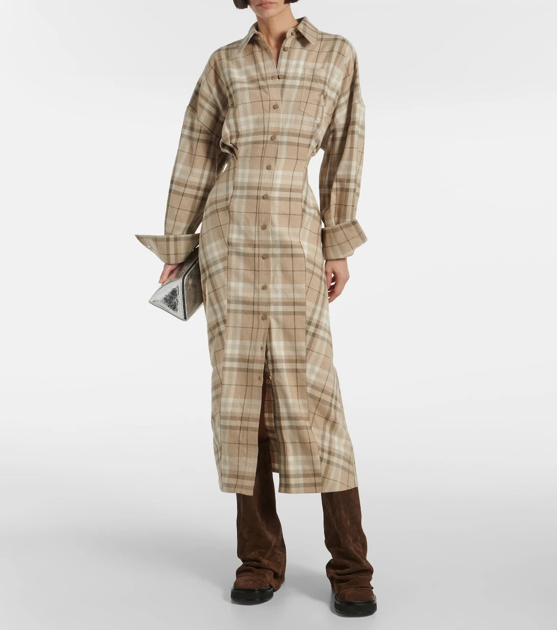 The Attico - Checked cotton-blend shirt dress