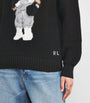 Polo Ralph Lauren Black Cotton Open Knit Polo Bear Sweater