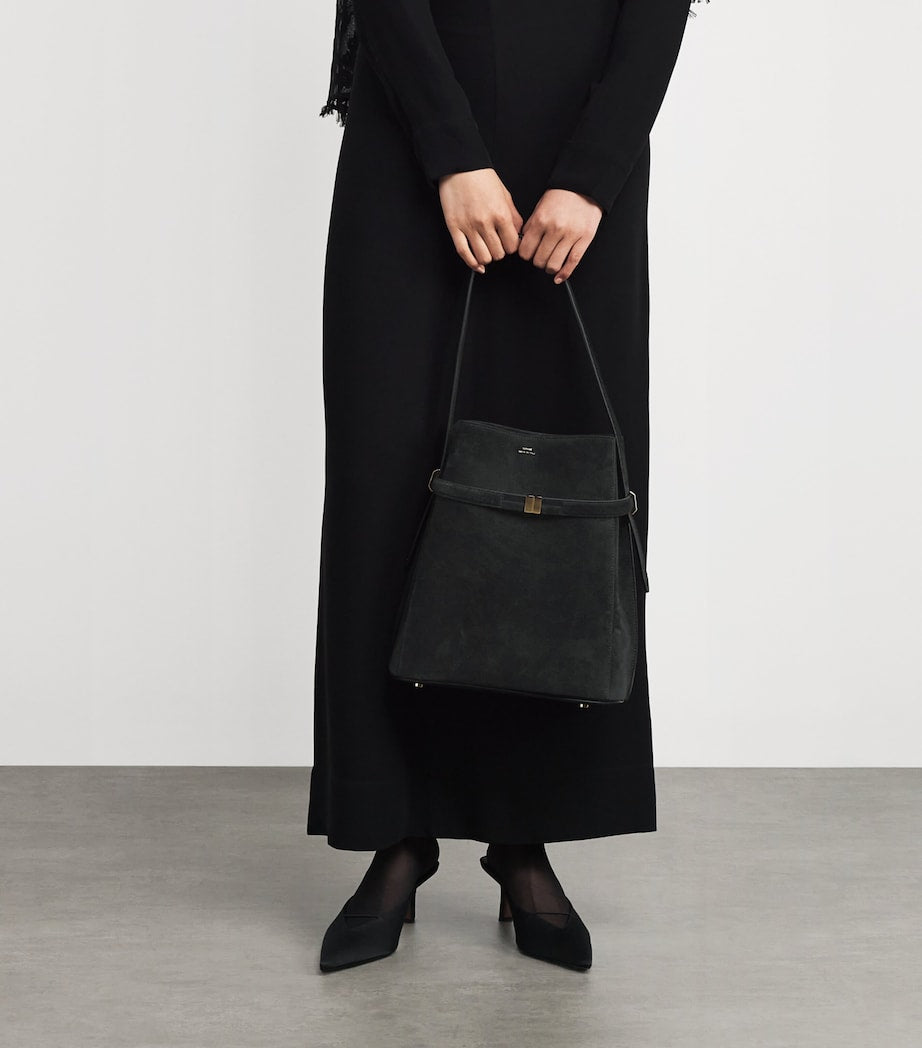 Toteme Black Suede Bucket Shoulder Bag