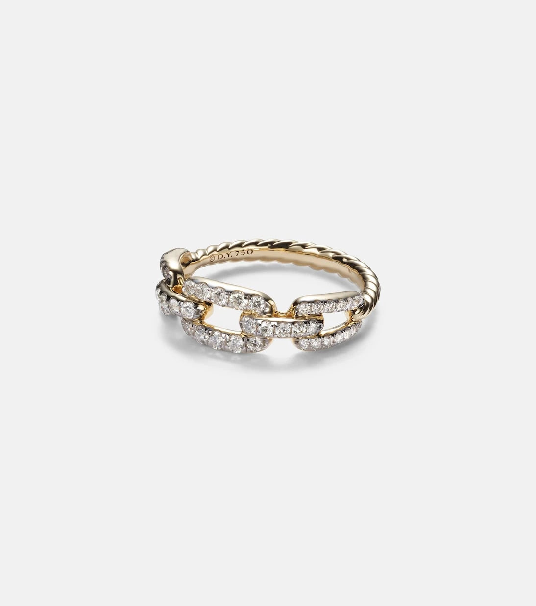 David Yurman - Stax Chain Link 18kt gold ring with diamonds