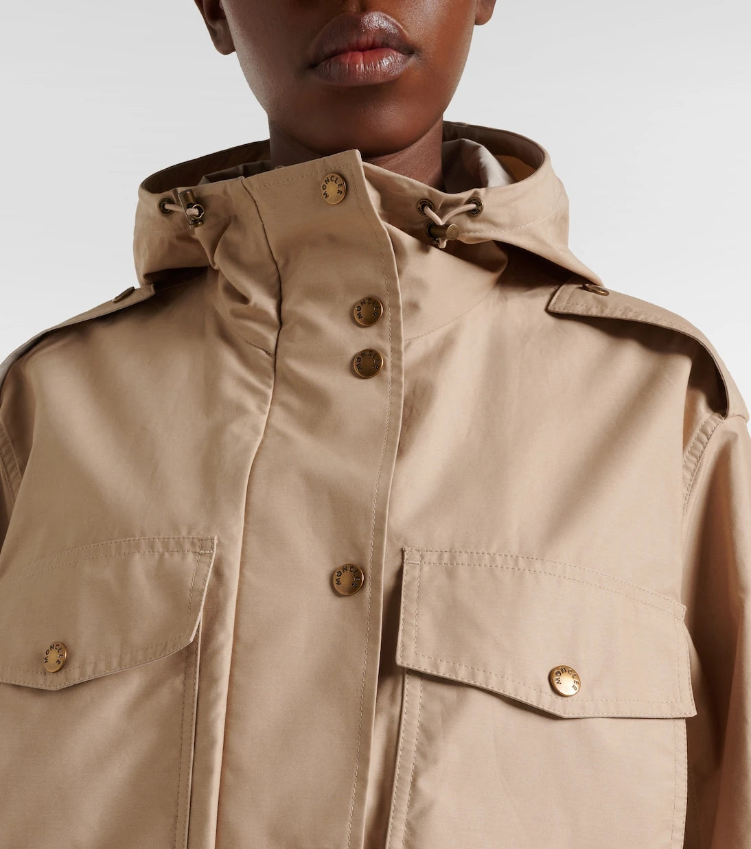 Moncler - جاكيت Carex قصير بغطاء رأس من مزيج القطن والبوبلين