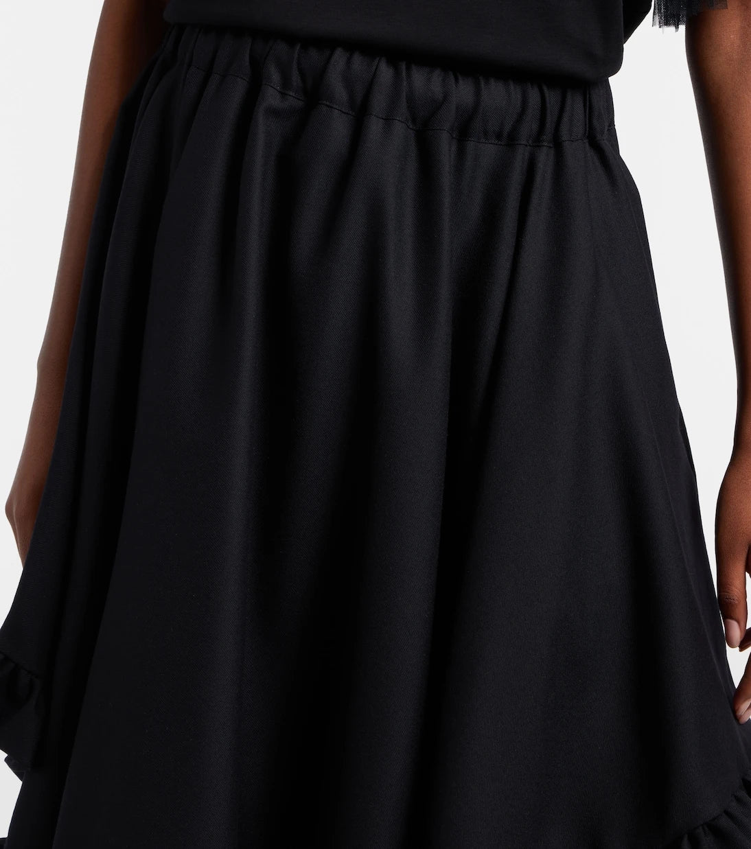 Noir Kei Ninomiya - Ruffled tiered wool midi skirt