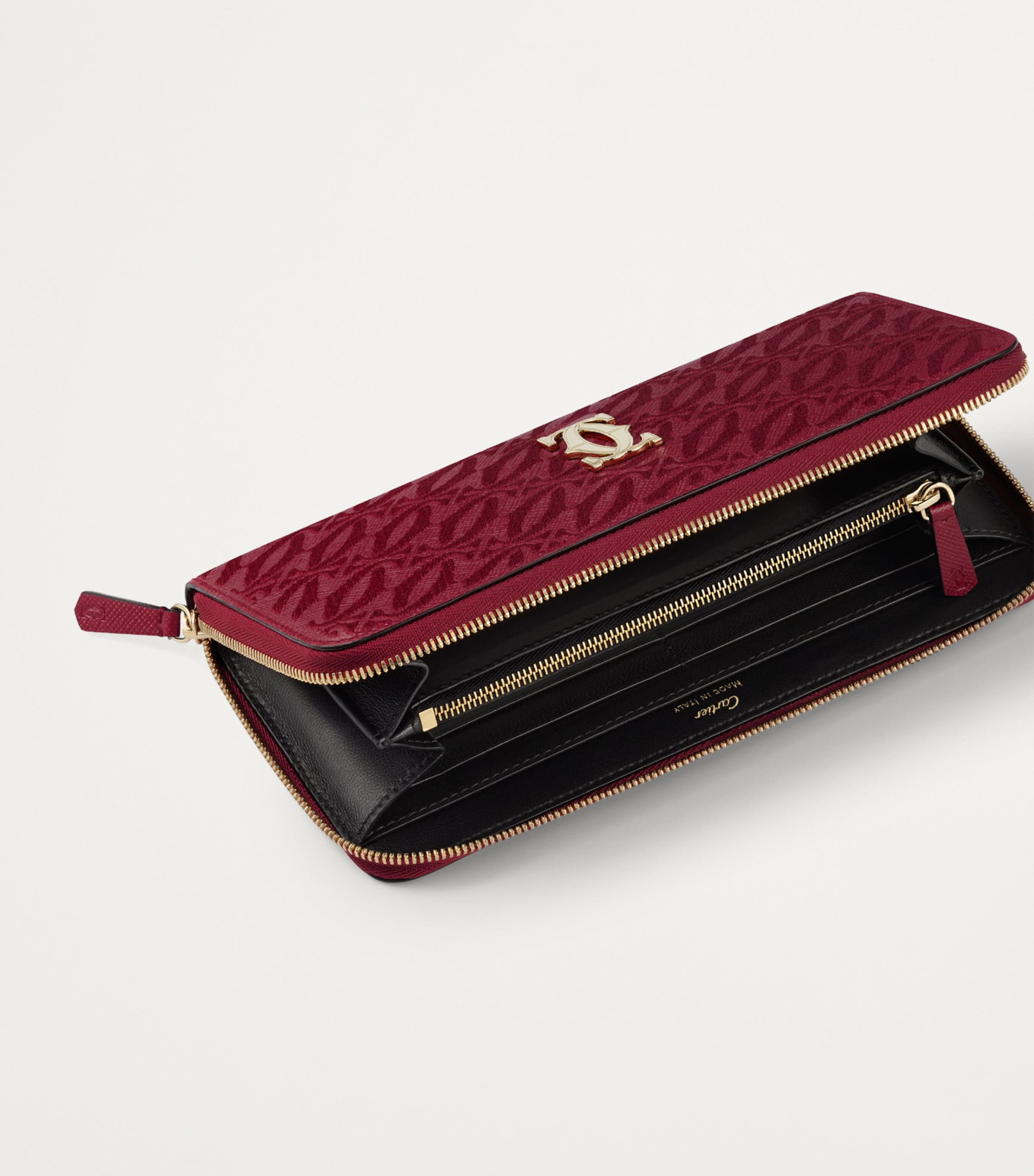 Red Leather C de Cartier International Zipped Wallet