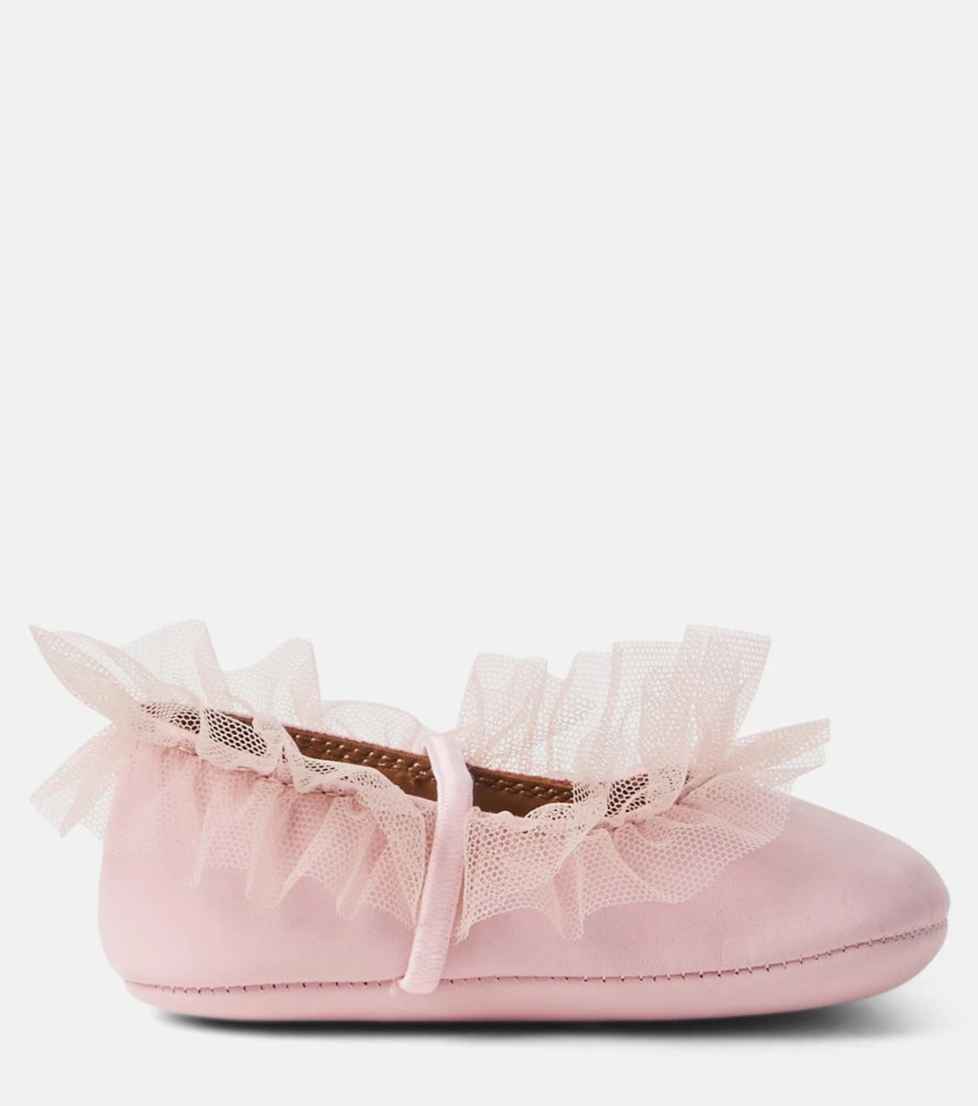 PèPè - Baby tulle-trimmed leather ballet flats