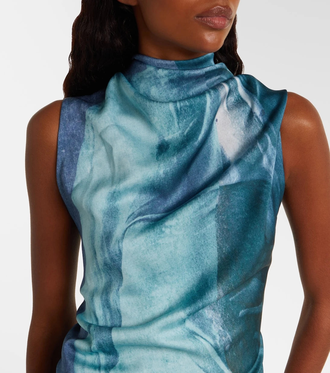 Jean Paul Gaultier - Printed draped satin maxi dress