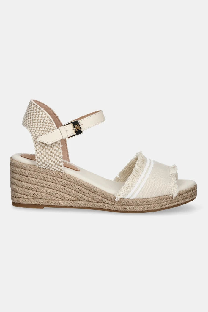 Tommy Hilfiger FRINGE CANVAS MEDIUM WEDGE Sandalet