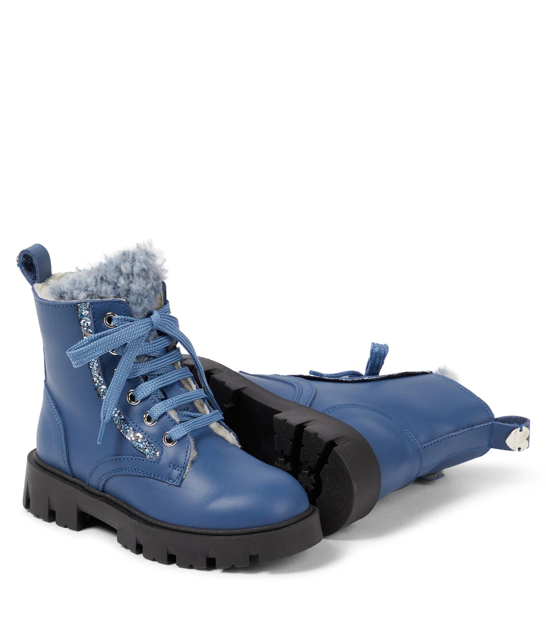 Monnalisa - Shearling-lined leather ankle boots