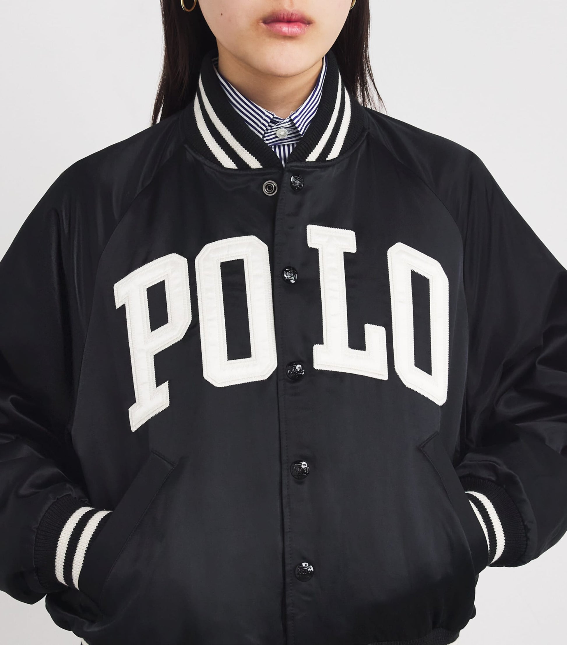 Polo Ralph Lauren Black Sateen Logo Bomber Jacket