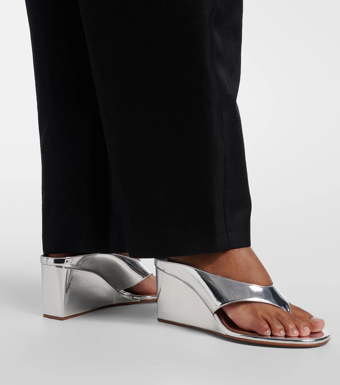 Alaïa - Cube mirrored wedge thong sandals
