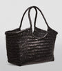 Black Large Leather Woven Nantucket Tote Bag
