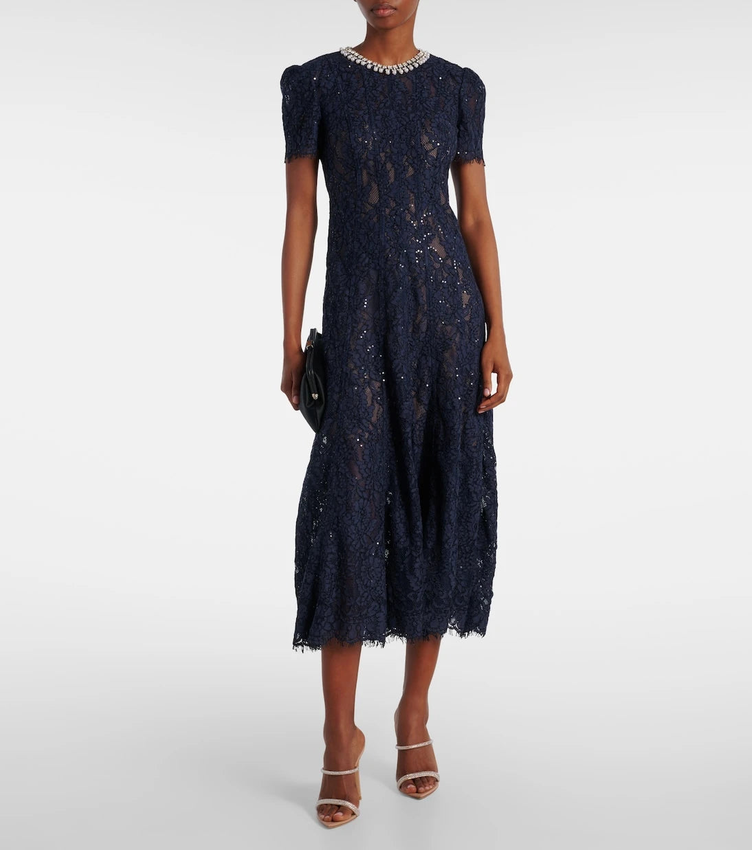 Self-Portrait - Embellished lace midi dress