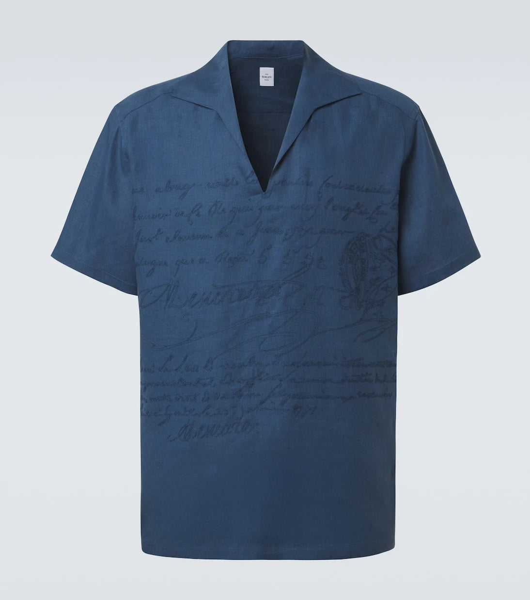 Berluti - Scritto embroidered linen shirt