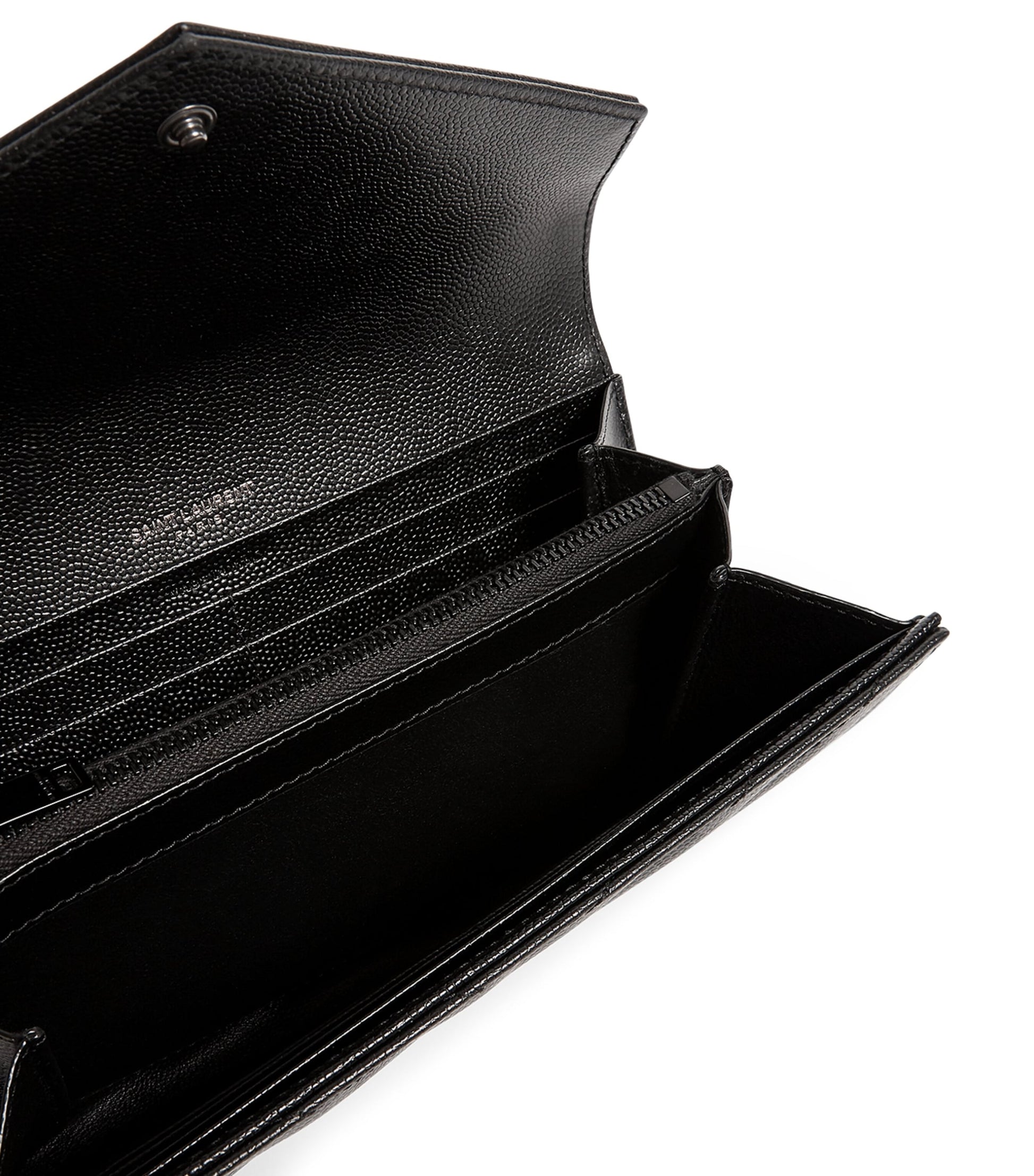 Black Monogram Saint Laurent Matelassé Large Flap Wallet