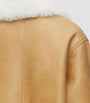 White Shearling-Trim Leather Jacket