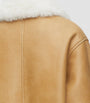 White Shearling-Trim Leather Jacket