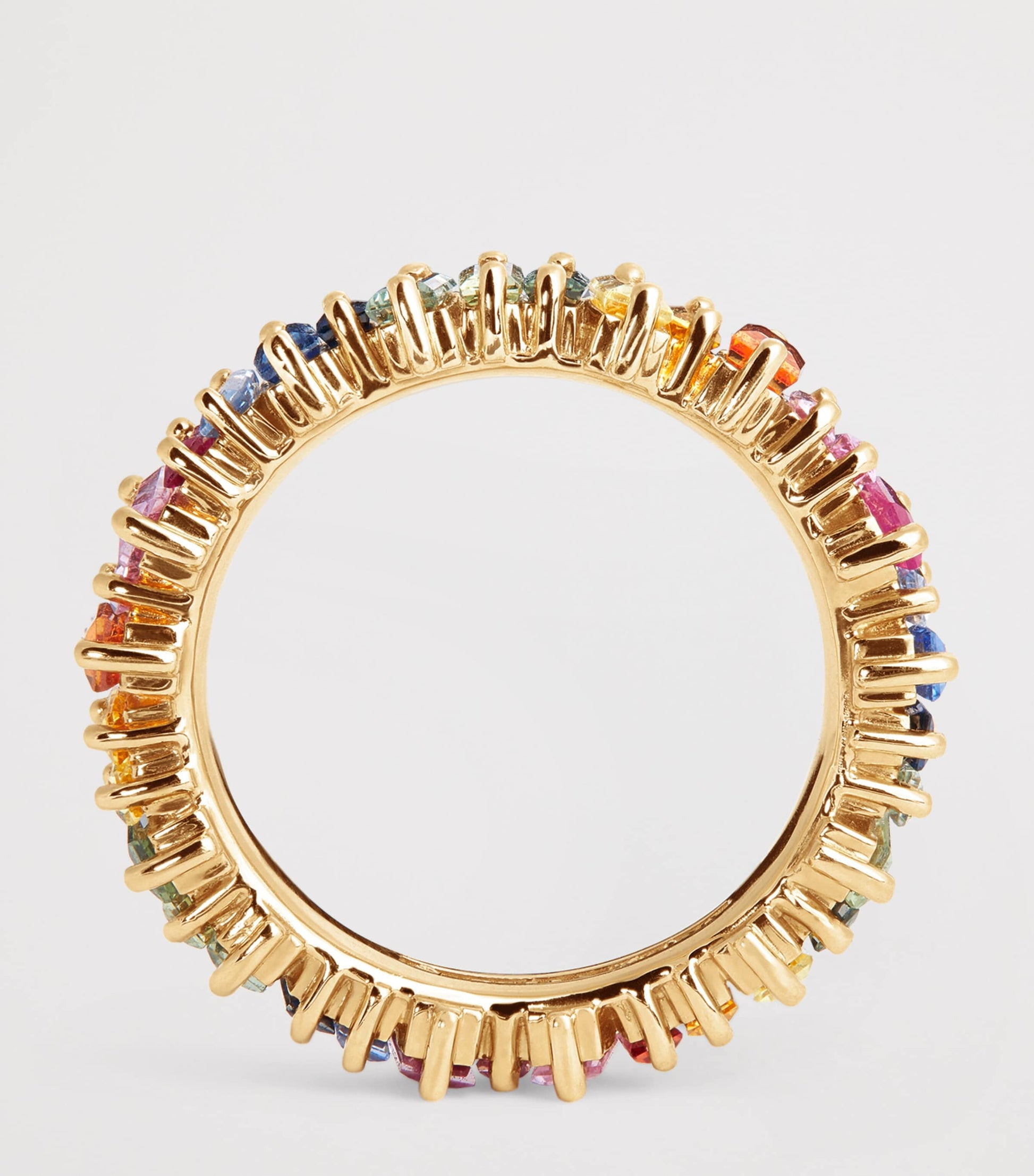 Yellow Gold and Rainbow Sapphire Bold Eternity Ring