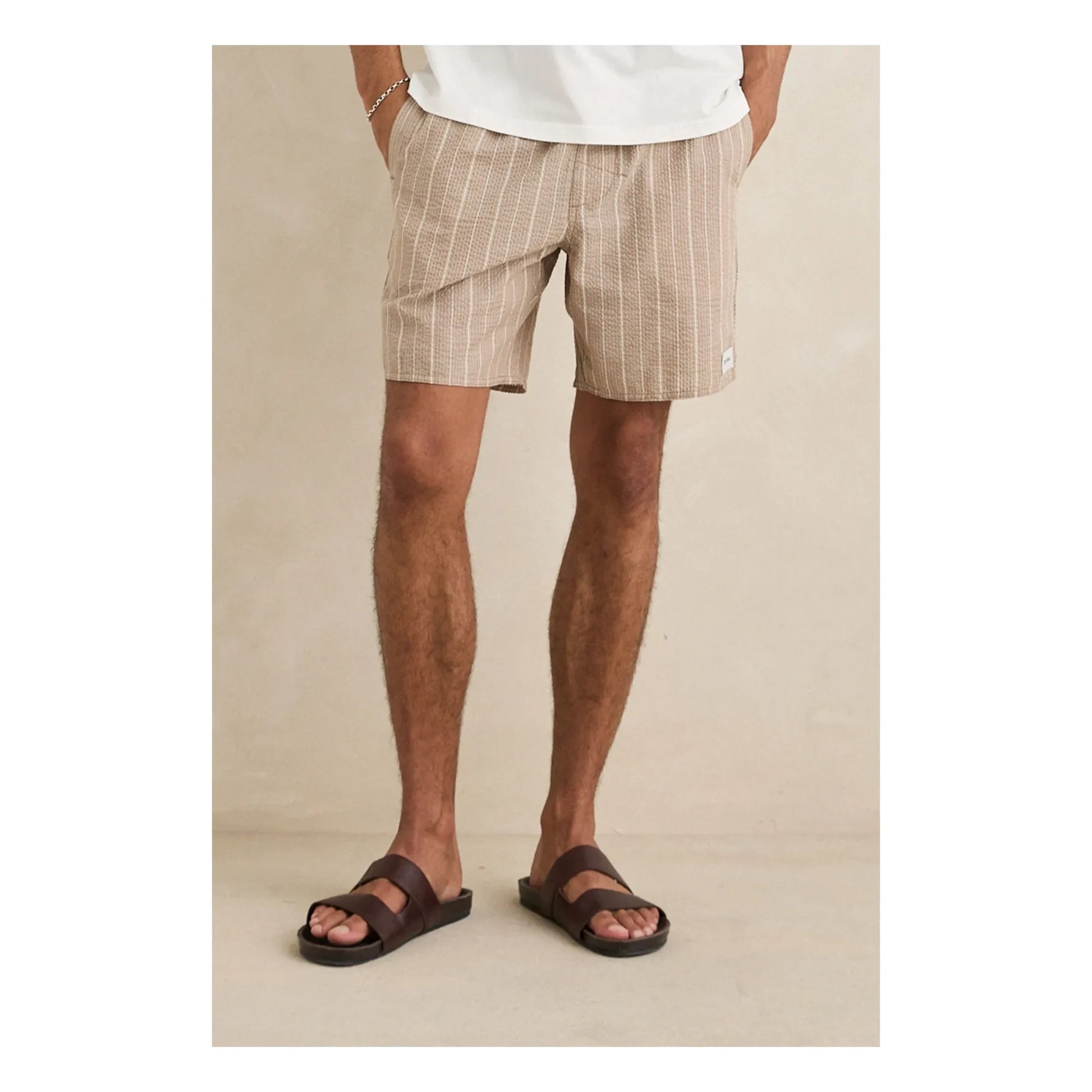 Rhythm - Striped Jam Shorts  | Dark Beige