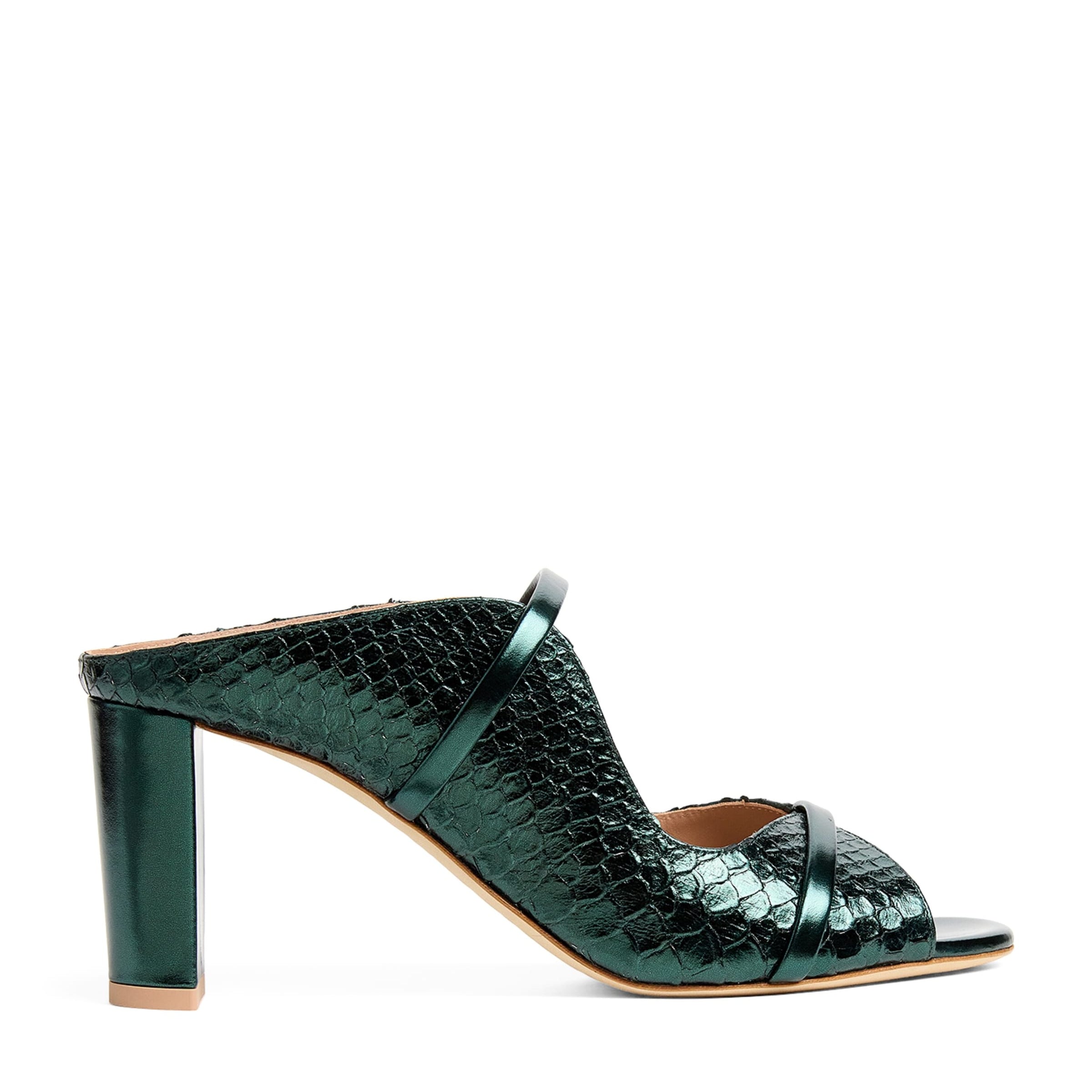 Malone Souliers Green Leather Crocodile-Effect Norah Mules 70