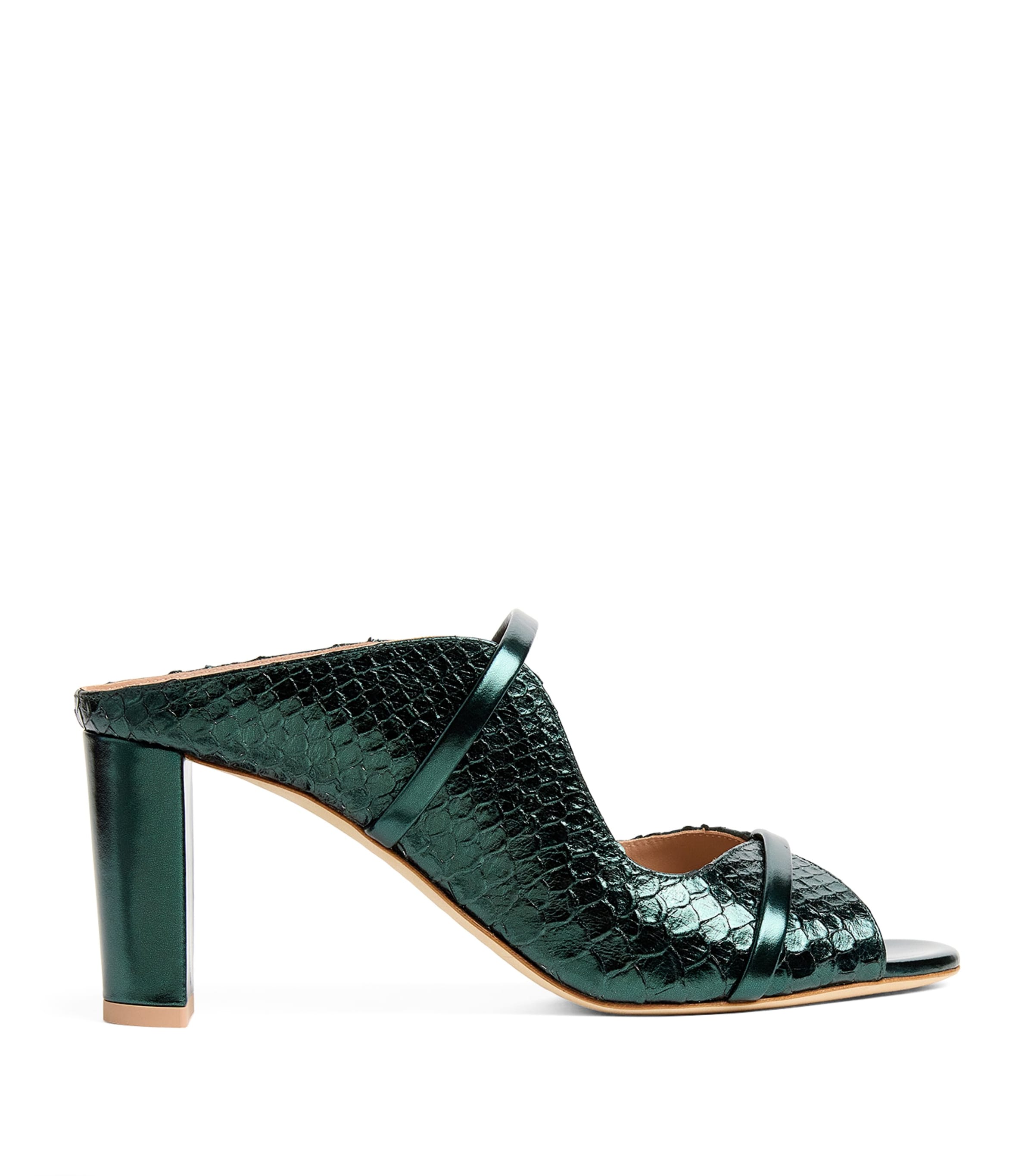 Malone Souliers Green Leather Crocodile-Effect Norah Mules 70