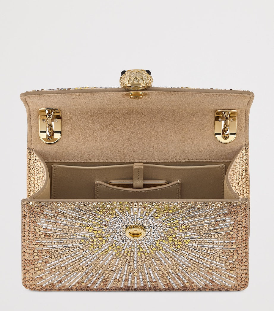 Small Crystal-Embellished Suede Serpenti Forever Day-to-Night Shoulder Bag