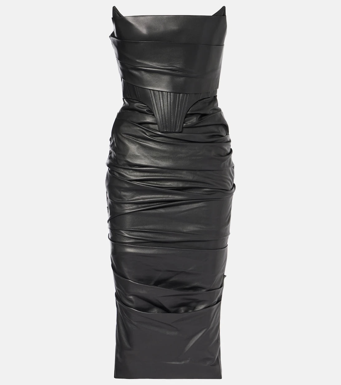 Alex Perry - Ruched leather midi dress