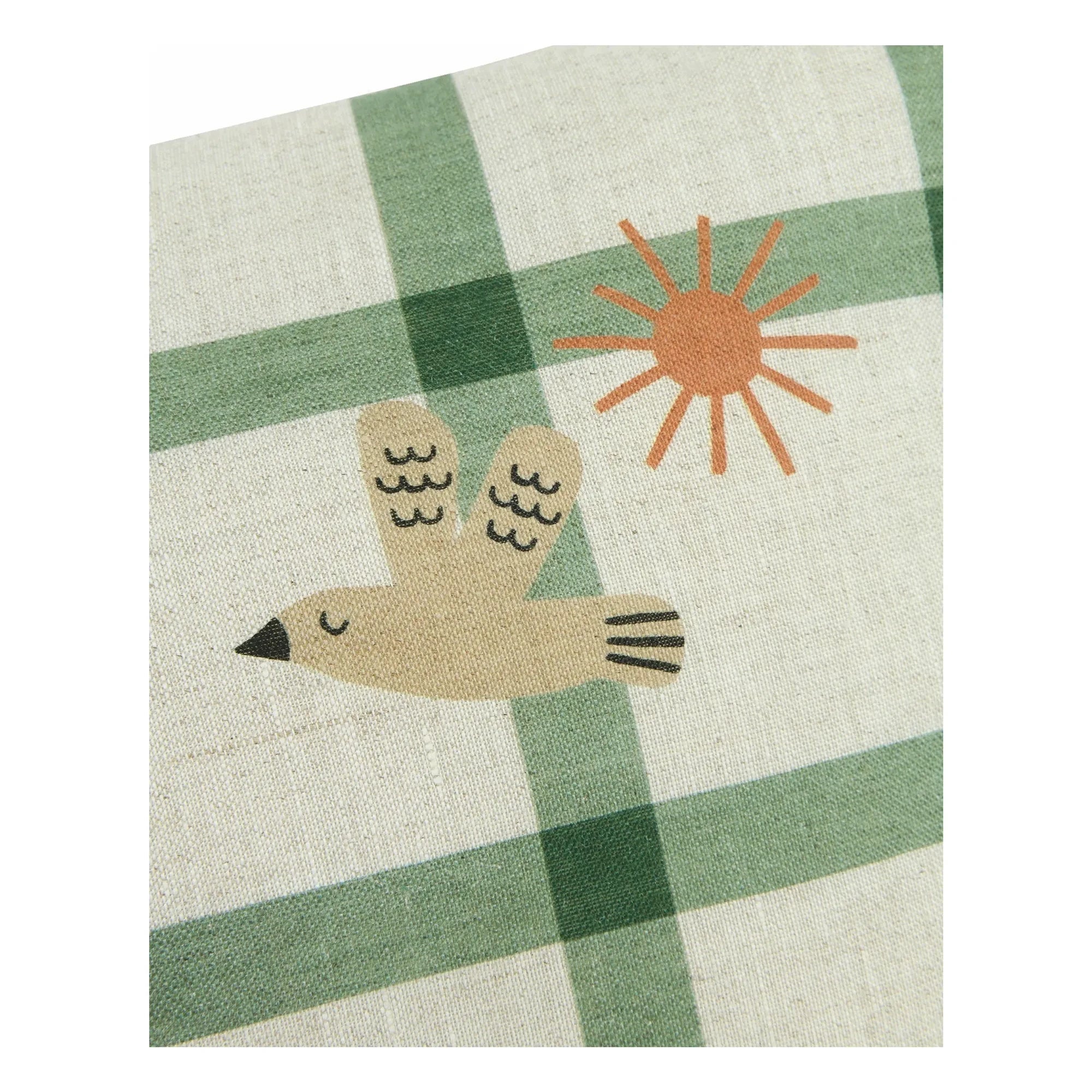 Nobodinoz - Oiseau Vibes rectangular cushion - French linen | Green